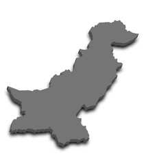  Pakistan country 3d map with color. pak, PK, Islamic republic of Pakistan