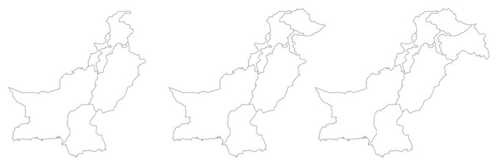 set of different type maps of Pakistan with regions