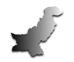  Pakistan country 3d map with color. pak, PK, Islamic republic of Pakistan