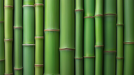 Fototapeta premium Green bamboo stems arranged in vertical pattern