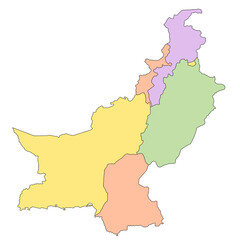 Pakistan administrative map. province map of Pakistan, blank Map, empty map of Pakistan. pak, pk