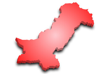 3d Map of Pakistan country with color. pak, PK, Islamic republic of Pakistan