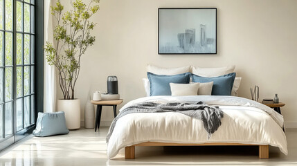 Scandinavian style interior design of modern bedroom