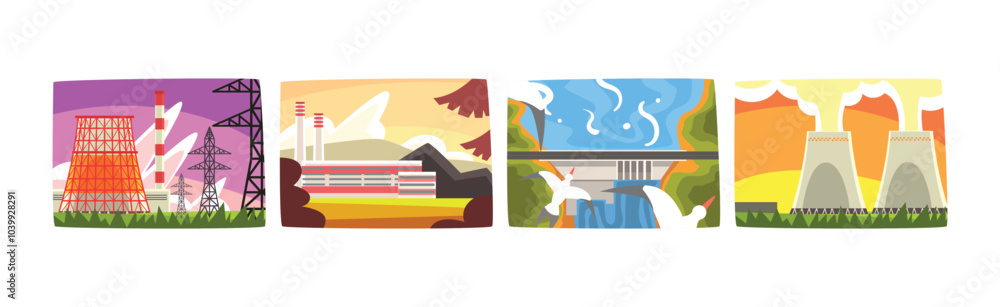 Poster power station and energy source generation vector set