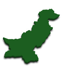  Pakistan country 3d map with color. pak, PK, Islamic republic of Pakistan