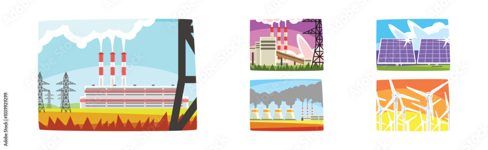 Poster power station and energy source generation vector set