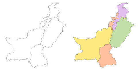 Pakistan country map sets without Jammu and Kashmir region, illustration version, pak, Pakistan maps