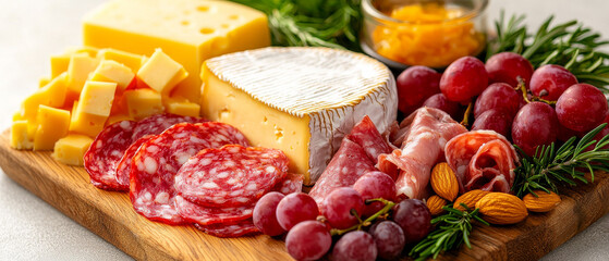 Soft Lighting Enhancing the Atmosphere of an Artfully Presented Cheese and Charcuterie Board