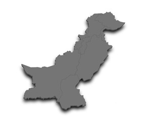  Pakistan country 3d map with color. pak, PK, Islamic republic of Pakistan