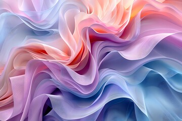 Obraz premium Ethereal Waves of Colorful Fabric Flowing in Soft Pastels