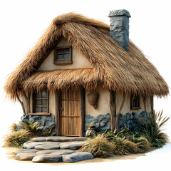 Straw house on a white background
