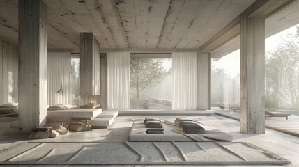 Neutral Palette: A neutral color scheme of soft whites, grays, and earthy tones enhances minimalist design, promoting serenity and illuminating spaces with light.
