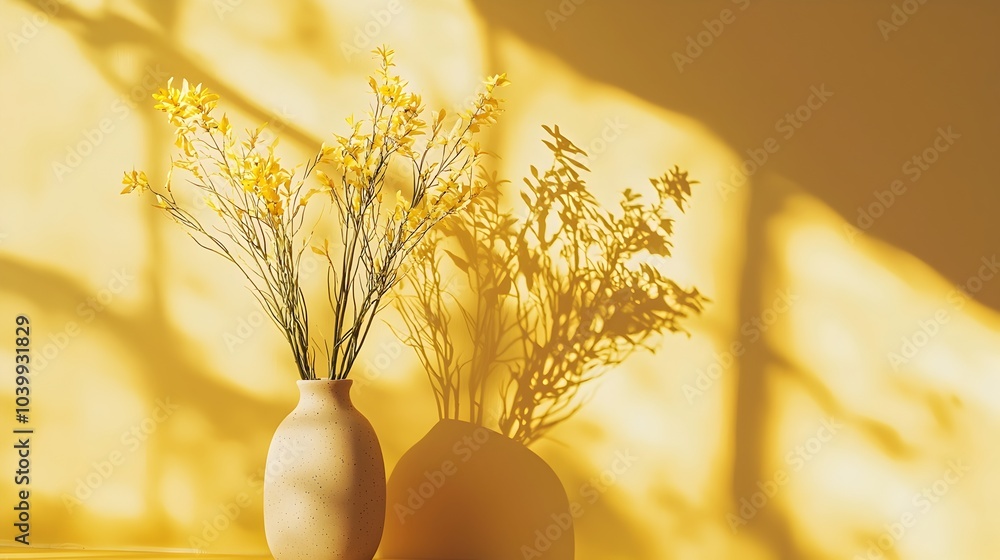 Poster warm minimal design with smooth yellow textured background