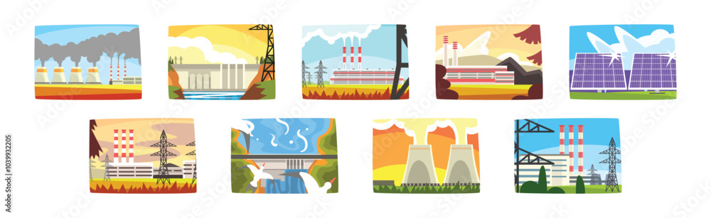 Poster power station and energy source generation vector set