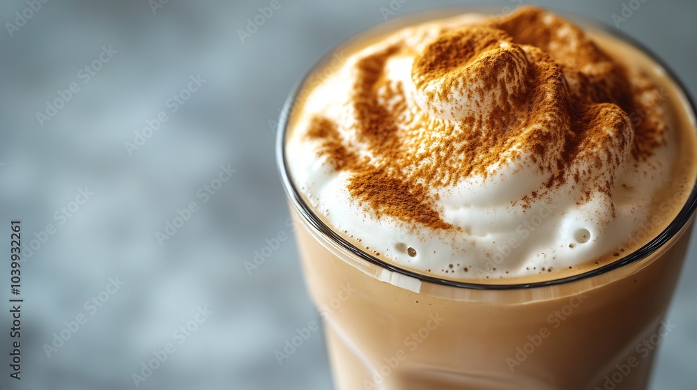 Aufkleber closeup of frothy dalgona coffee a clear glass showcasing a creamy instant coffee foam topping set a
