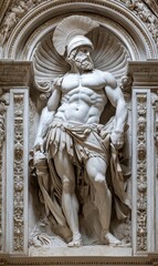 Fototapeta premium Marble sculpture of a Roman warrior in an archway.