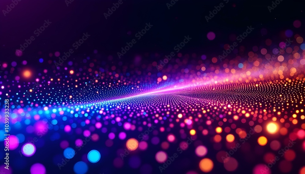 Poster wave of musical sounds. abstract background with interweaving of dots and lines. 3d rendering. music