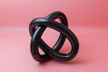 Abstract Black Sculpture on Pink Background