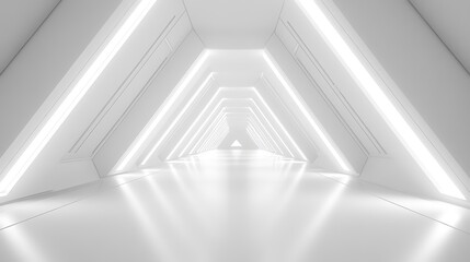 Naklejka premium Brightly Lit Empty Corridor Showcasing Clean Lines and White Background