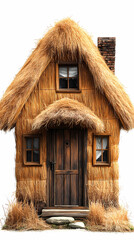 Straw house on a white background
