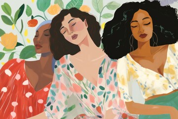 Diversity women drawing art painting.