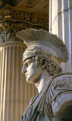 Obraz premium Ancient Roman sculpture of a warrior.