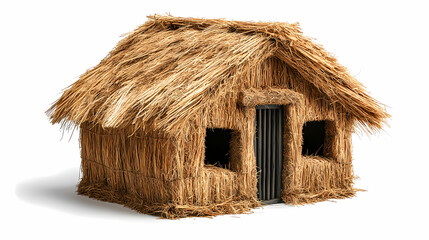 Straw house on a white background