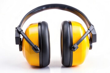 Close-up shot of yellow hearing protectors reducing loud noise