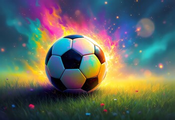 Naklejka premium Soccer ball hand drawn watercolor illustration championship 