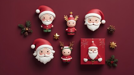mini santa claus on red background