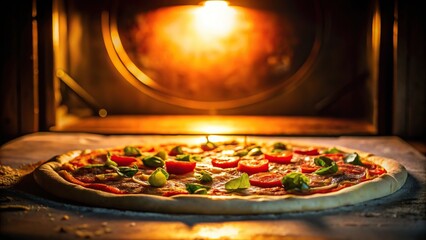 Closeup silhouette of a raw pizza ready for the oven