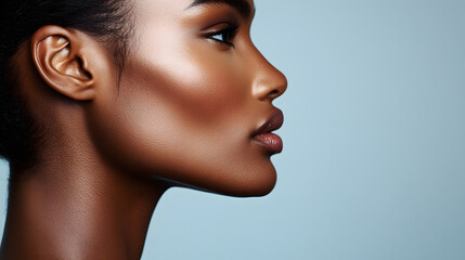 Fototapeta premium Woman Profile Portrait with Soft Skin and Makeup