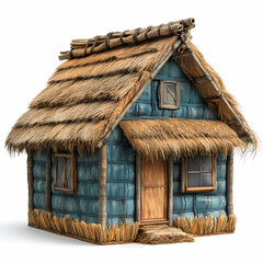 Straw house on a white background