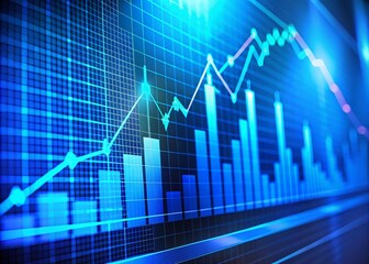 Economic Trends in Business: Uptrend Line Graph on Blue Monitor Background for Financial Analysis and Stock Market
