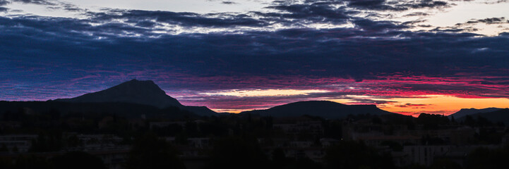 Sainte Victoire mountain in the light of an autumn morning