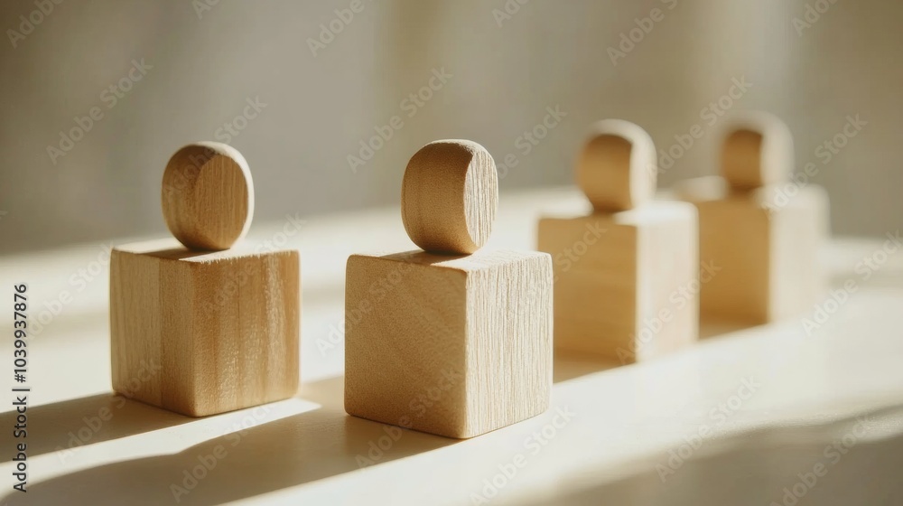 Poster building connections. wooden blocks symbolizing community and networks