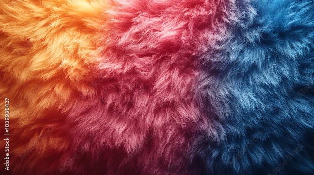 Aufkleber closeup of vibrant faux fur texture intricate layers creating an abstract blend of colors and textur