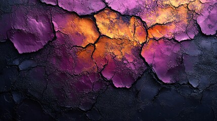 Naklejka premium Abstract Cracked Paint with Deep Purple and Black Shades