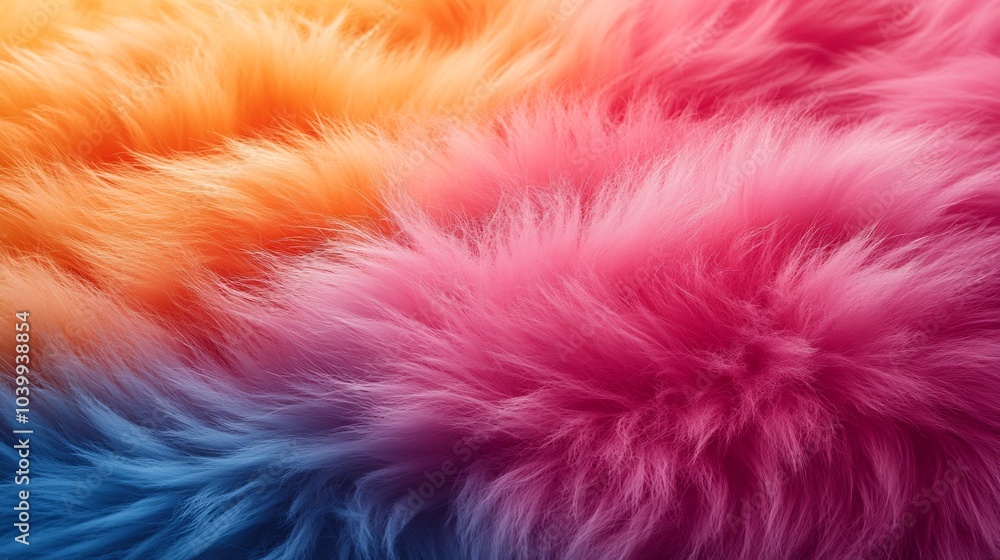 Aufkleber closeup of vibrant faux fur texture intricate layers creating an abstract blend of colors and textur