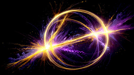 Electrifying Infinity Loop with  Abstract Neon Pink, Orange, and Blue Swirl of Energy and Light Trails - High-Contrast Cosmic Digital Art Perfect for Futuristic, Sci-Fi, and Dynamic Themes