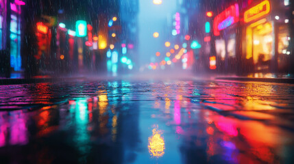 Fototapeta premium “Electric Shadows: Vibrant Hues in the Dark”