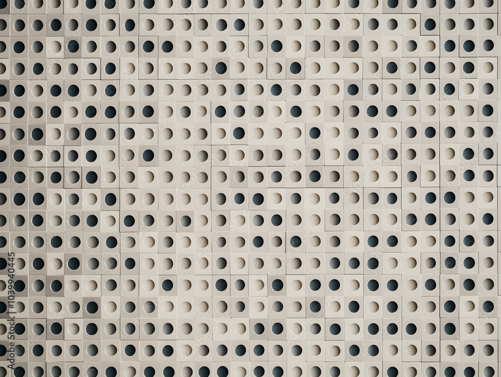Poster abstract geometric pattern gray and beige squares with circles modern design texture