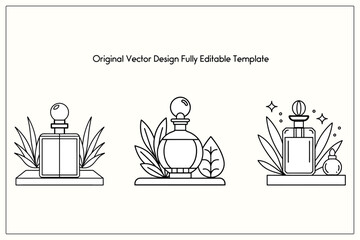 Line Art Vector Bottle for Perfume, Fragrance, and Cosmetic.