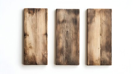 Fototapeta premium Minimalist Wooden Vertical Sign with Clean Lines and Natural Grain on White Background
