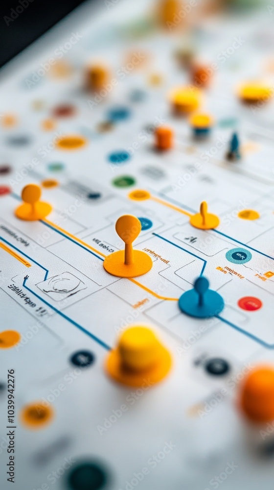 Aufkleber customer journey map overview, intricate touchpoints, visual representation of user experiences, eng
