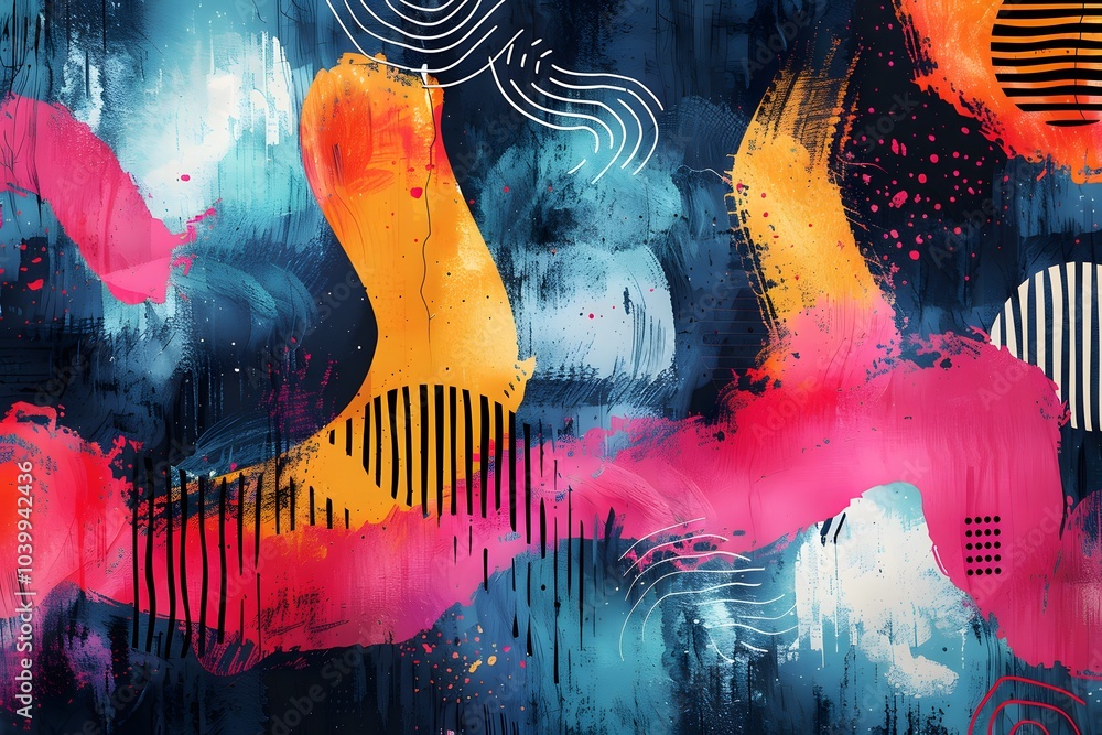 Aufkleber vibrant abstract art with bold colors and dynamic patterns