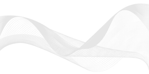 Undulate Grey Wave Swirl, frequency sound wave, twisted curve lines with blend effect. Technology, data science, geometric border