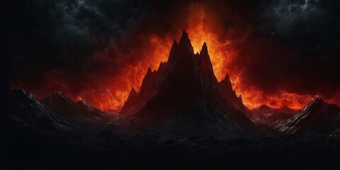 Fototapeta premium A mountain range with a volcano in the middle