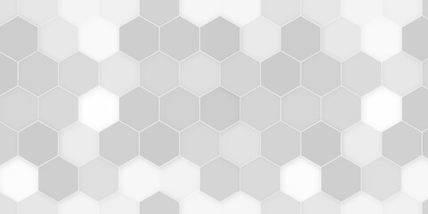 Hexagon seamless pattern. Honeycomb shape geometric background. Black grid abstract ornament.