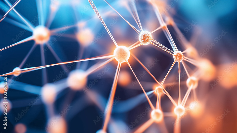 Poster an intricate design depicts the structure of an ai neural network with interconnected nodes and conn